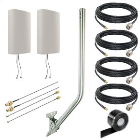 4x4 MIMO Cross-Polarized Antenna Bundle: 25 ft Cables + U.FL Adapters + Stainless Mount + Free Silicone Tape (ANT-129-001-4x4-25)