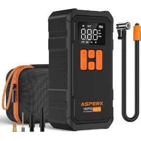 Tire Inflator Portable Air Compressor- 160PSI & 10000mAh Portable Air Pump with Carrying Case, LCD Display & LED Light, 3X Fast Inflation for Car, Bike, Motorcycle, Balls and more