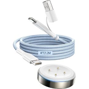 2 in 1 USB C/A Charging Cable for Fitbit Sense/Sense 2/Versa 3/4 Charger，60W Type C to C Fast Charging Nylon Braided Cord for iPhone 16 S25 Ultra Travel Essentials