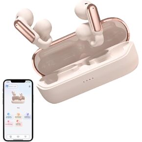AI Translation Earbuds Real Time, 3-in-1 Translator Clip on Earbuds,110+ Languages & Accents, Open Ear Headphones,OWS Bluetooth Sport Earphones with Charging Case, Free APP Fit IOS & Android (Pink)