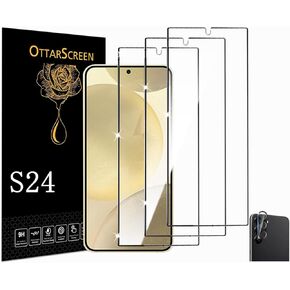 Galaxy S24 Screen Protector, Tempered Glass Screen Protector【3+1 Pack 】 1 Pack Camera Lens Protector, 9H Hardness Tempered Glass Screen Protector for Samsung Galaxy S24
