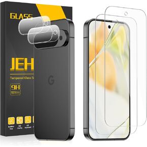 [2+2 Pack] Screen Protector for Google Pixel 9 + Camera Lens Protector 6.7 Inch, 3D Full Coverage, 9H Tempered Glass, Fingerprint Unlocking, Bubble Free