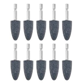 dophee 10Pcs 20mm Cylindrical Shape Aluminum Oxide Mounted Grinding Stones Rotary Grinding Bits with 1/4" Hex Shank for Electric Rotary Tools Drill Grinder