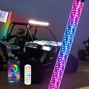1 قطعة ضوء سوط الدهون 1FT، ضوء سوط حلزوني RGB LED مع التطبيق وجهاز التحكم عن بعد، سوط هوائي مضاء لشاحنة الطرق الوعرة UTV ATV Can-Am RZR in Saudi Arabia
