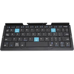 Yunseity Foldable Bluetooth Keyboard, Full Sized Folding Keyboard Rechargeable, Aluminum Alloy Housing, Pocket Size Portable Travel Keyboard for iOS, for Android, for