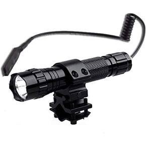 BESTSUN Super Bright Tactical Flashlight WF-501B L2 LED 1200 Lumens 1 Mode Hunting Light Lamp Torch Set with Pressure Tail Switch, Barrel Mount and Charger