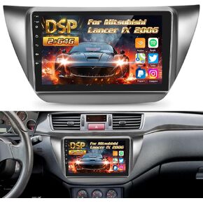 NHOPEEW [2+64G] Android Stereo for Mitsubishi Lancer 9 IX 2000-2007 - 9 inch Touchscreen Aftermarket Radio - Wireless Carplay & Android Auto, DSP, WiFi, GPS, SWC + Backup Camera + Accessories