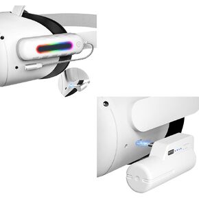 Battery Pack for Oculus Quest 2& 5000mAh Extended Power with Multi-Colors RGB Lights for Extra 2-4H Playtime