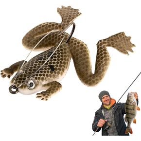 Coffee Frog Lures for Bass Fishing Topwater Frog Realistic Bass Swimbait Soft Floating Bait Artificial Bass Lure for Pike Saltwater Freshwater Bass Trout,Fishing Soft Lures, Baits and Attractants