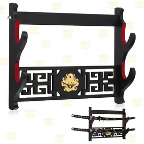 Barydat Katana Mount Sword Holder Stand Wall Mount Katana Samurai Sword Display Rack Hanger Gifts for Christmas Japanese Wakizashi Katana Samurai Sword Hobby Collection for Men (3 Tier) in Kuwait