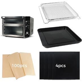 Air Fryer Accessories for Ninja DCT451 Air Fryer Oven, Baking Set with Air Fryer Basket Baking Pan Parchment Paper Disposable Airfryer Liner for Ninja DCT451 12-in-1 Smart Double Oven