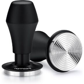Normcore 58.5mm Espresso Coffee Tamper V4 - Spring Loaded Tamper With Stainless Steel Ripple Base - 15lb / 25lb / 30lbs Replacement Springs - Anodized Aluminum Handle and Stand