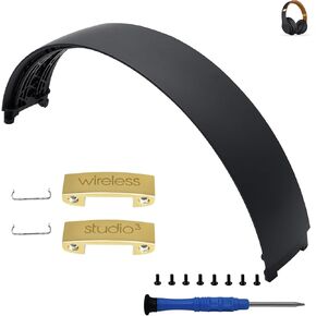 Studio 3 Replacement Headband & Hinge Replacement for Beats Studio3 Headphone,Durable Parts Accessories Repair Kit Set(Black Gold)