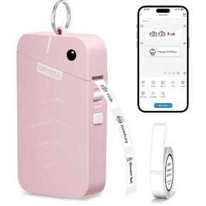 ORGSTA S001 Label Maker Machine with Tape, Portable Bluetooth Label Maker for Home and Office Organization, Thermal Label Printer Mini Label Maker with Multiple Templates, Pink