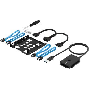 SABRENT 3.5-Inch to x2 SSD / 2.5-Inch Internal Hard Drive Mounting Kit [SATA and Power Cables Included]+ USB 3.0 to SSD/SATA/IDE 2.5/3.5/5.25-INCH Hard Drive Converter with UL Power Supply & LED Acti