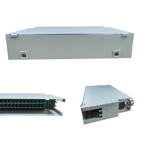 Fiber Optic Rack Mount Enclosure Box 24 Port ODF Distribution Frame Unit Box 19 Inch Rack Mount, 2U-24port