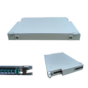 Fiber Optic Rack Mount Enclosure Box 12 Port ODF Distribution Frame Unit Box 19 Inch Rack Mount, 1U-12port