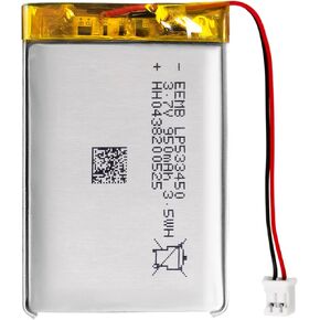EEMB Lithium Polymer Battery 3.7V 1500mAh 524261 Lipo Rechargeable Battery Pack with Wire JST Connector for Speaker and Wireless Device- Confirm Device & Connector Polarity Before Purchase