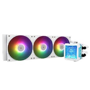FW PRO 360 ARGB White CPU Water Cooler,3 PWM Fans Water Cooling System with 2000PRM,for AM4/AM5&Intel LGA1851/1700, Magnetic Detachable LCD Screen with 320 * 320 Resolution