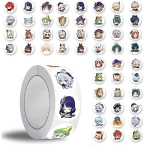 600pcs Genshin Impact Sticker Roll Cute Cartoon Anime Game for Hydro Flask, Laptop, Water Bottle, Luggage, Stickers for Kids, Toddlers, Teens, Genshin Fans