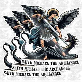 Set 3PCS 2 Inches - Saint Michael The Archangel Sticker Catholic Stickers St Michael Decal Dragon 2" Waterproof Vinyl Decal for Water Bottles Tumbler Laptop Car Kindle - Gift for Girl Boy