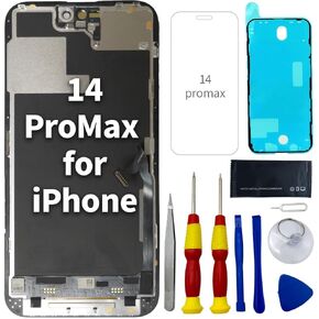 for iPhone 14 Pro Max LCD Screen Replacement Kit with Installation Tools, (Model A2890, A2650, A2889, A2892, A2891)