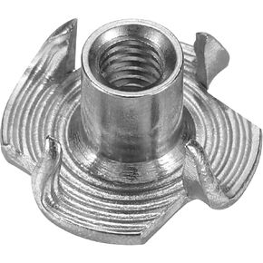 HARFINGTON M10x13mm T-Nuts 4 Pronged Tee Nut 304 Stainless Steel Threaded Inserts for for Wood, Rock Climbing Holds, Cabinetry, Furniture 25pcs