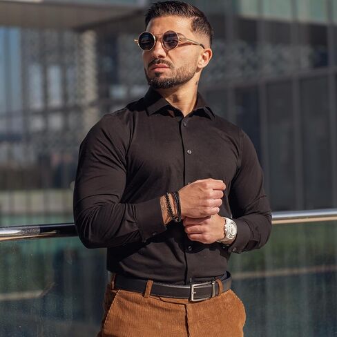 SERASAR Premium Leather Bracelet Men | Stainless Steel Magnetic Clasp | Three Colors | Jewelry Box Included in Kuwait