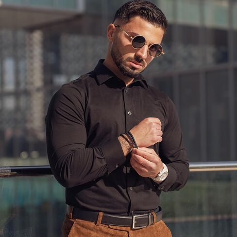 SERASAR Premium Leather Bracelet Men | Stainless Steel Magnetic Clasp | Three Colors | Jewelry Box Included in Kuwait