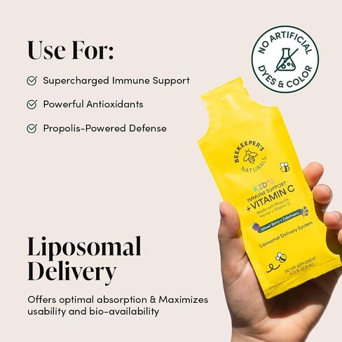 Beekeeper's Naturals Liposomal فيتامين C + دنج، توصيل فعال لدعم المناعة ومتوفر بيولوجيًا، 12 قيراط in Kuwait