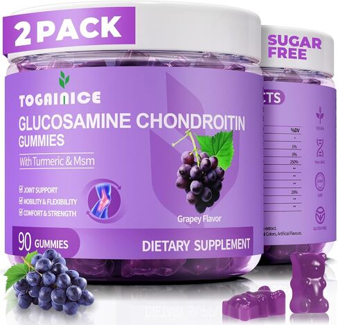 Glucosamine Chondroitin Gummies Sugar Free,Extra Strength 1500mg Glucosamine with MSM & Turmeric for Men & Women,90 Count in Saudi Arabia