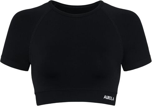 AUROLA Influence Crop Top Workout Shirts for Women, Ultra-Soft Seamless Gym T Shirts Short Sleeve Running Workout Tops in Kuwait