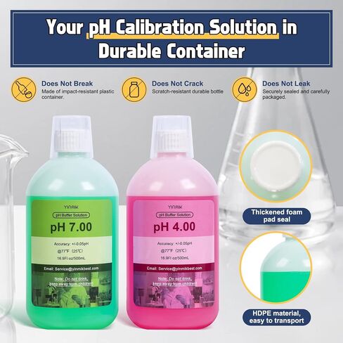 pH Calibration Solution, 4.00 7.00 & 10.01 pH Buffer Calibration Solution, Each 500mL(16.9Fl oz) pH Calibration Packets for All pH Tester, pH Buffer Solution Kit, pH Meter Calibration Solution in Kuwait