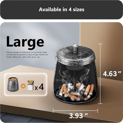 roygra Ashtray with Lid, Windproof Smokeless Odorless Metal Tabletop Ash Tray for Outdoor Indoor Home Office Patio Balcony Decoration – Bronze, Small (3.81 x 3.08 x 3.08’’) in Kuwait