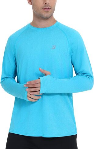 Roadbox UPF 50+ Mens Swim Shirts, Long Sleeve Sun Protection Fishing Rash Guard, Quick Dry UV Hiking Shirt with Thumbhole in Kuwait