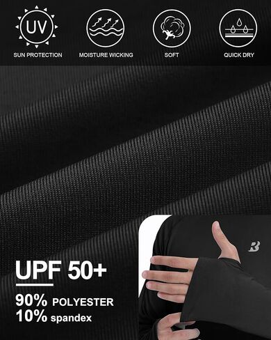 قمصان سباحة رجالي Roadbox UPF 50+، أكمام طويلة للحماية من أشعة الشمس، واقي من طفح الصيد، قميص سريع الجفاف للأشعة فوق البنفسجية للمشي لمسافات طويلة مع فتحة إبهام in Kuwait