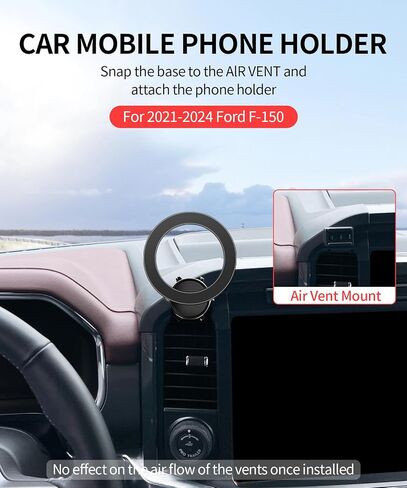 Car Phone Holder for 2021 2022 2023 2024 Ford F-150 Accessories, 360° Rotation Phone Mount Compatible with MagSafe, Cell Phone Holder Does Not Affect Air Vent in Saudi Arabia