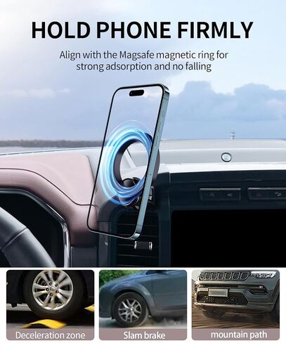 Car Phone Holder for 2021 2022 2023 2024 Ford F-150 Accessories, 360° Rotation Phone Mount Compatible with MagSafe, Cell Phone Holder Does Not Affect Air Vent in Saudi Arabia
