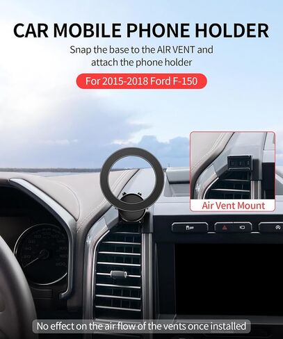Car Phone Holder for 2021 2022 2023 2024 Ford F-150 Accessories, 360° Rotation Phone Mount Compatible with MagSafe, Cell Phone Holder Does Not Affect Air Vent in Saudi Arabia
