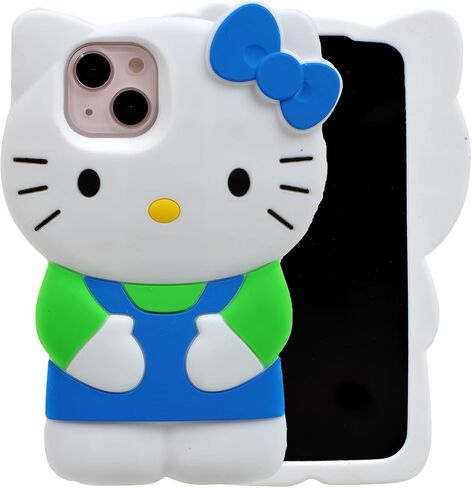 علبة الرسوم المتحركة لـ iPhone 15 6.1 "، Fashion Cute 3D Kitty Kawaii silicone Animal tective gel shockof gel cover for Kids Women Girls Boys (Black) in Kuwait
