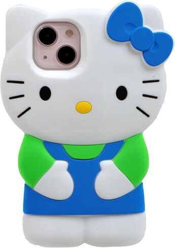 علبة الرسوم المتحركة لـ iPhone 15 6.1 "، Fashion Cute 3D Kitty Kawaii silicone Animal tective gel shockof gel cover for Kids Women Girls Boys (Black) in Kuwait