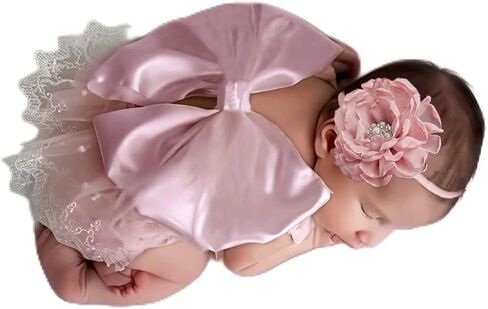 Newborn Photography Outfits Girl Baby Photography Props Cute Lace Romper Headband Newborn Outfits Girls Photo Props in Saudi Arabia