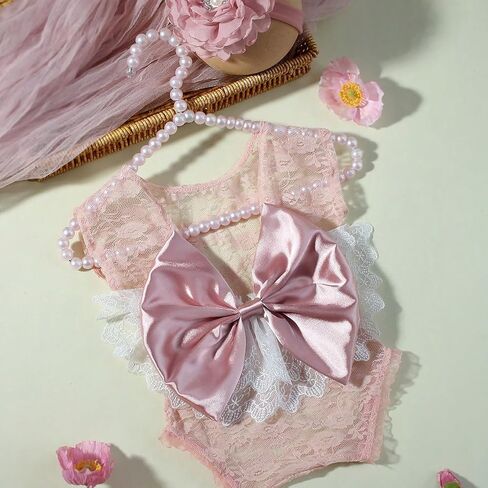 Newborn Photography Outfits Girl Baby Photography Props Cute Lace Romper Headband Newborn Outfits Girls Photo Props in Saudi Arabia