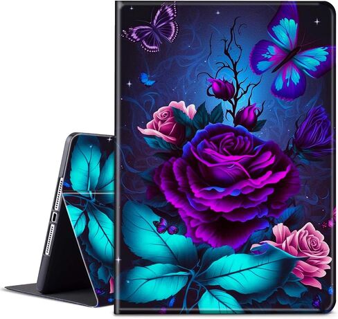 for All-New Fire Max 11 Case 13th Generation 2023 Release 11 inch with Adjustable Stand & Auto Wake/Sleep Feature Smart Protect Cover Tablet Case - Purple Rose and Blue Butterfly in Saudi Arabia
