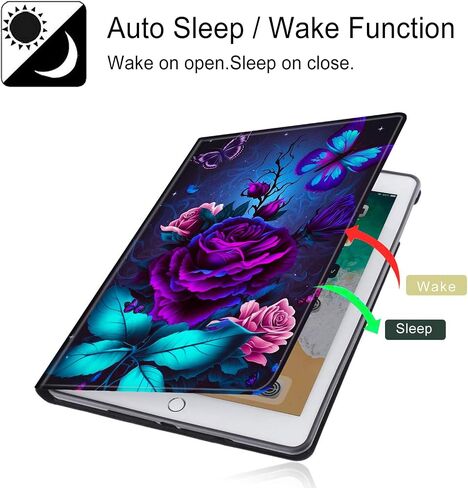 for All-New Fire Max 11 Case 13th Generation 2023 Release 11 inch with Adjustable Stand & Auto Wake/Sleep Feature Smart Protect Cover Tablet Case - Purple Rose and Blue Butterfly in Saudi Arabia