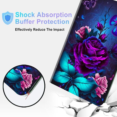 for All-New Fire Max 11 Case 13th Generation 2023 Release 11 inch with Adjustable Stand & Auto Wake/Sleep Feature Smart Protect Cover Tablet Case - Purple Rose and Blue Butterfly in Saudi Arabia