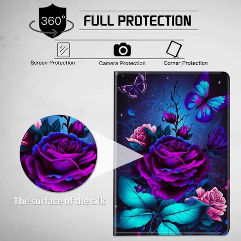 for All-New Fire Max 11 Case 13th Generation 2023 Release 11 inch with Adjustable Stand & Auto Wake/Sleep Feature Smart Protect Cover Tablet Case - Purple Rose and Blue Butterfly in Saudi Arabia