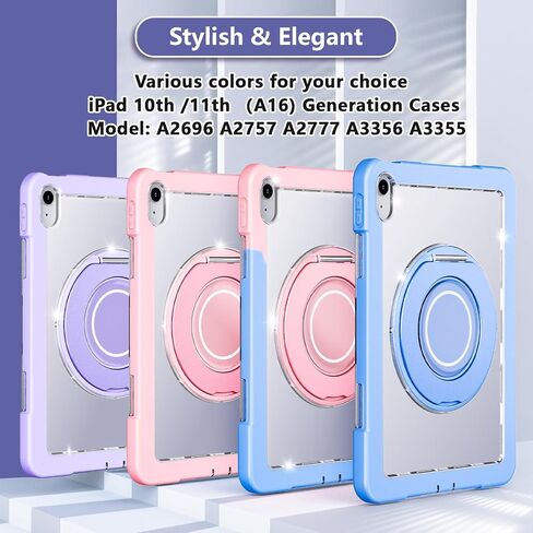 Case for iPad (A16) 11th Generation 11 Inch 2025 iPad 10th Generation 10.9 Inch 2022 360 Rotating Metal Ring Stand Heavy Duty Shockproof Dropproof Case with Built-in Screen Protector,Navy Blue in Saudi Arabia