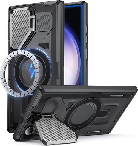 for Samsung Galaxy S22 Ultra/S23 Ultra Case with MagSafe[Built-in Camera Cover Stand][Military-Grade Shockproof][Dual Layer Protection]Heavy Duty Bumper for S22 Ultra/S23 Ultra Phone Case,Black in Kuwait