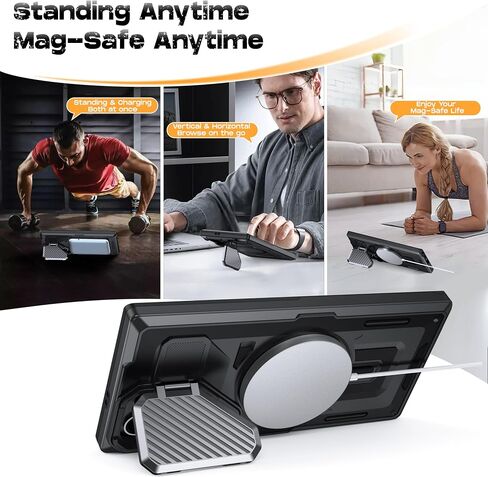 for Samsung Galaxy S22 Ultra/S23 Ultra Case with MagSafe[Built-in Camera Cover Stand][Military-Grade Shockproof][Dual Layer Protection]Heavy Duty Bumper for S22 Ultra/S23 Ultra Phone Case,Black in Kuwait